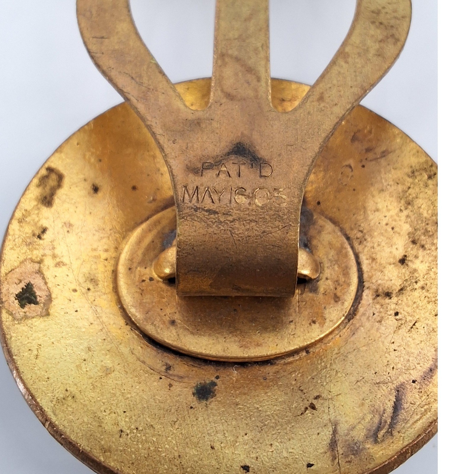 Antique 1905 Patented Satsuma Earthenware Button Brooch Japanese Meiji Sash Pin