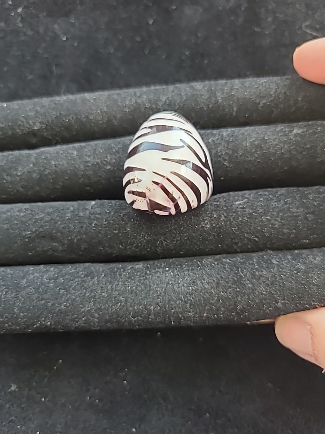 Zebra Print Acrylic Ring Chunky Dome Cocktail Statement Resin Plastic Size 7