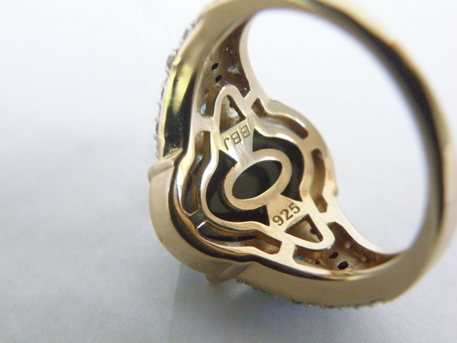 Sterling Silver 925 Gold Over Australian Opal Triplet Gemstone Ring Size 6