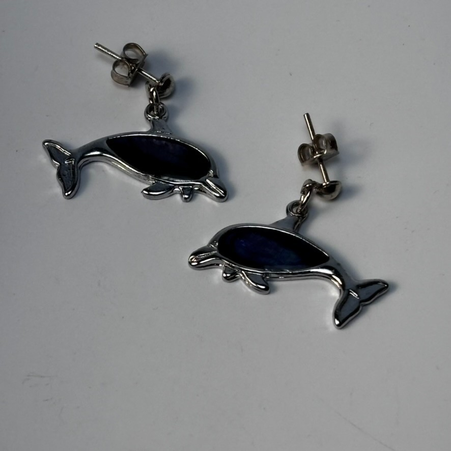 Vintage Mother of Pearl Earrings Dolphins Y2K Kidcore