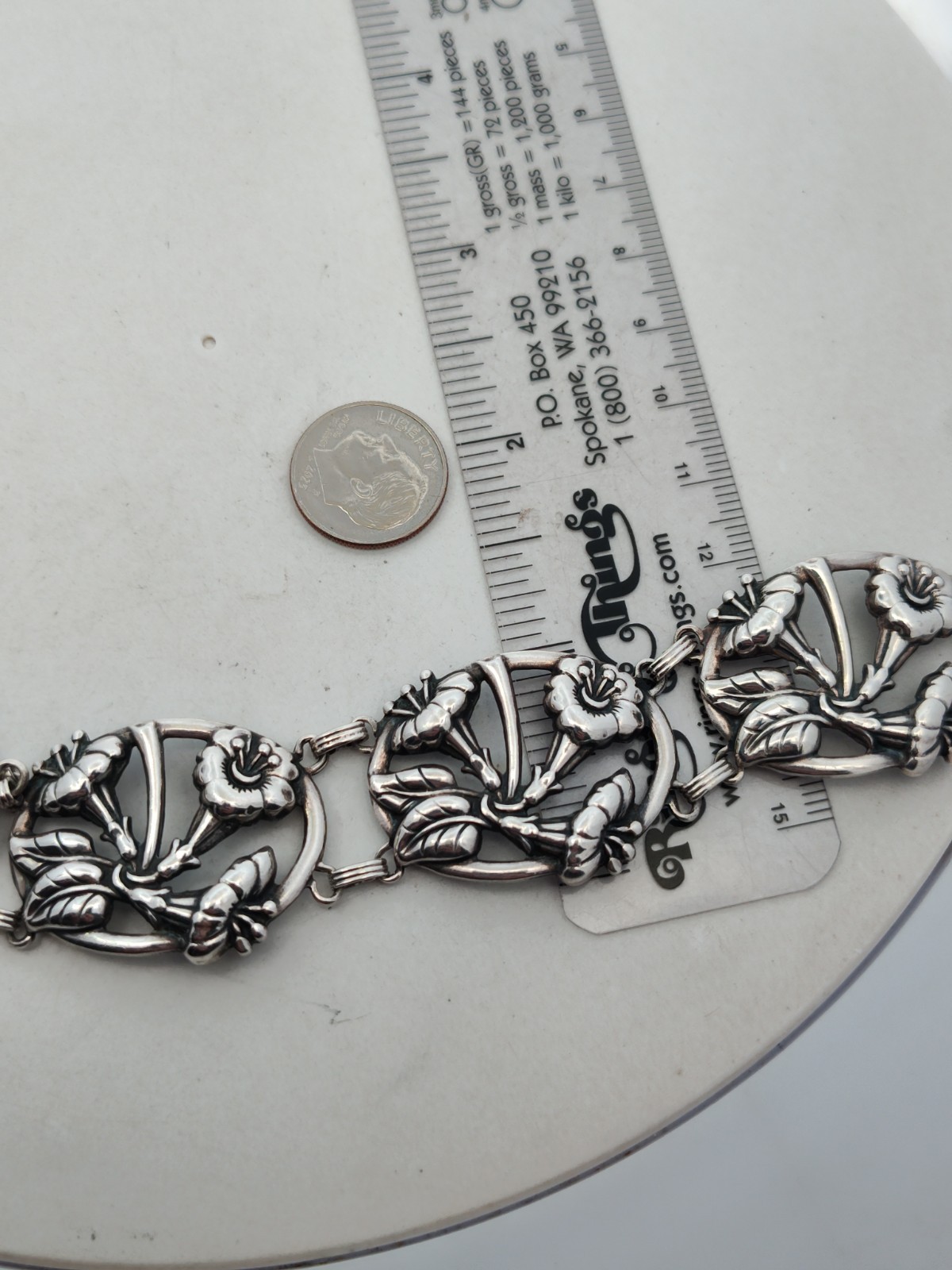 Vintage or Antique Danecraft CFO Sterling Silver Trumpet Flower Design Bracelet
