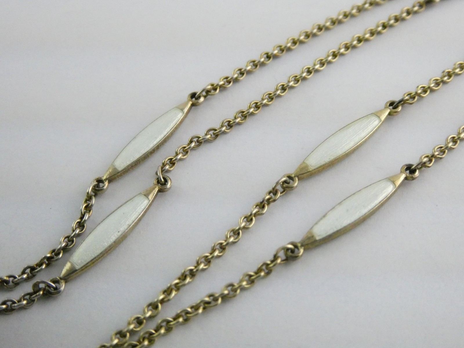 Gubelin Swiss White Guilloche Enamel Watch Necklace Sterling Silver WORKING 30g