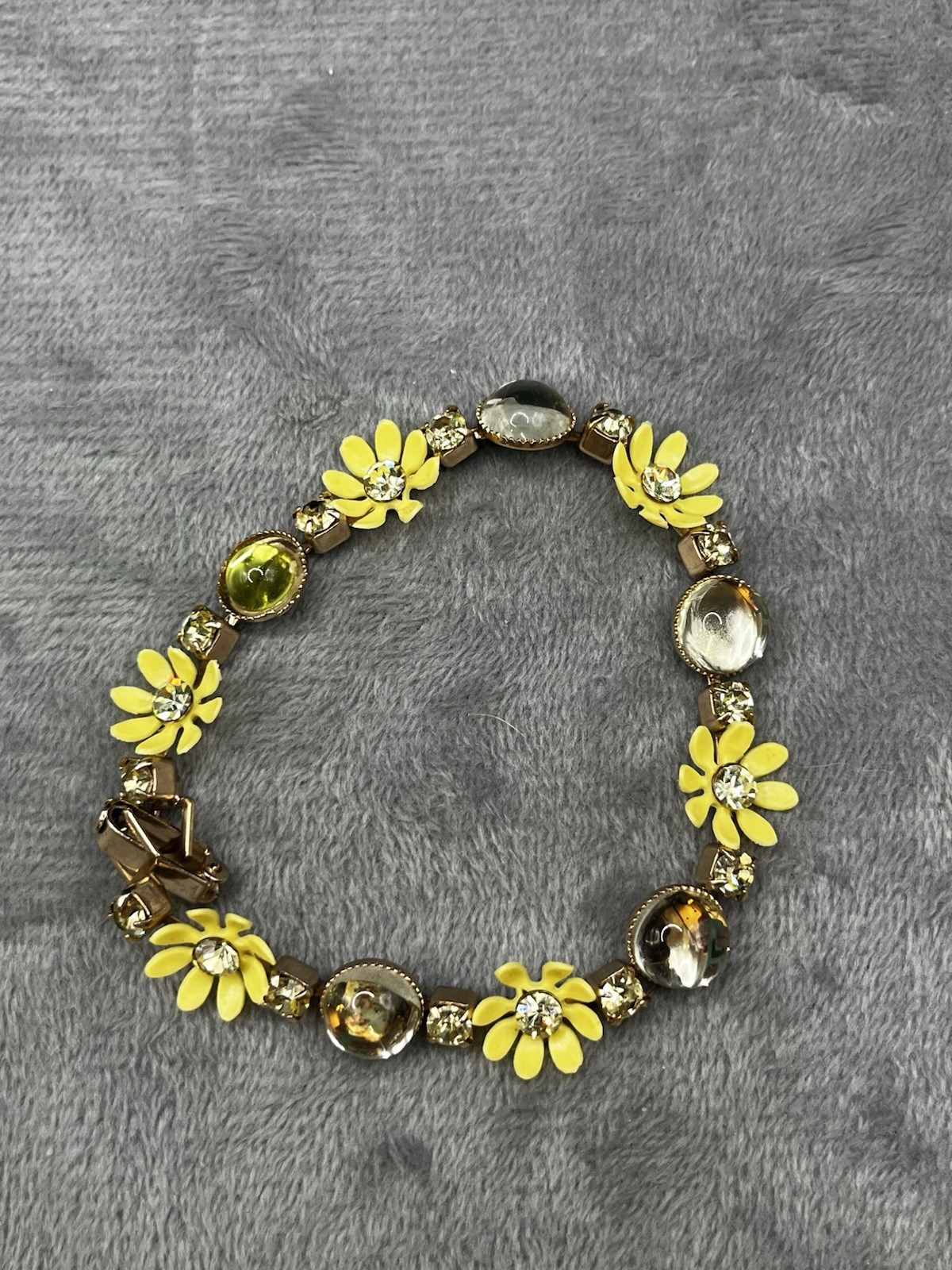 Summer Yellow Daisy Cabochon & Rhinestone MCM STYLE NECKLACE Bracelet set Choker