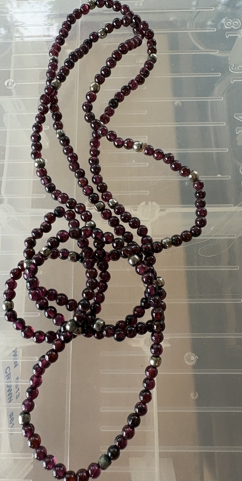 Vintage Garnet Small Beads Beaded Necklace 36”