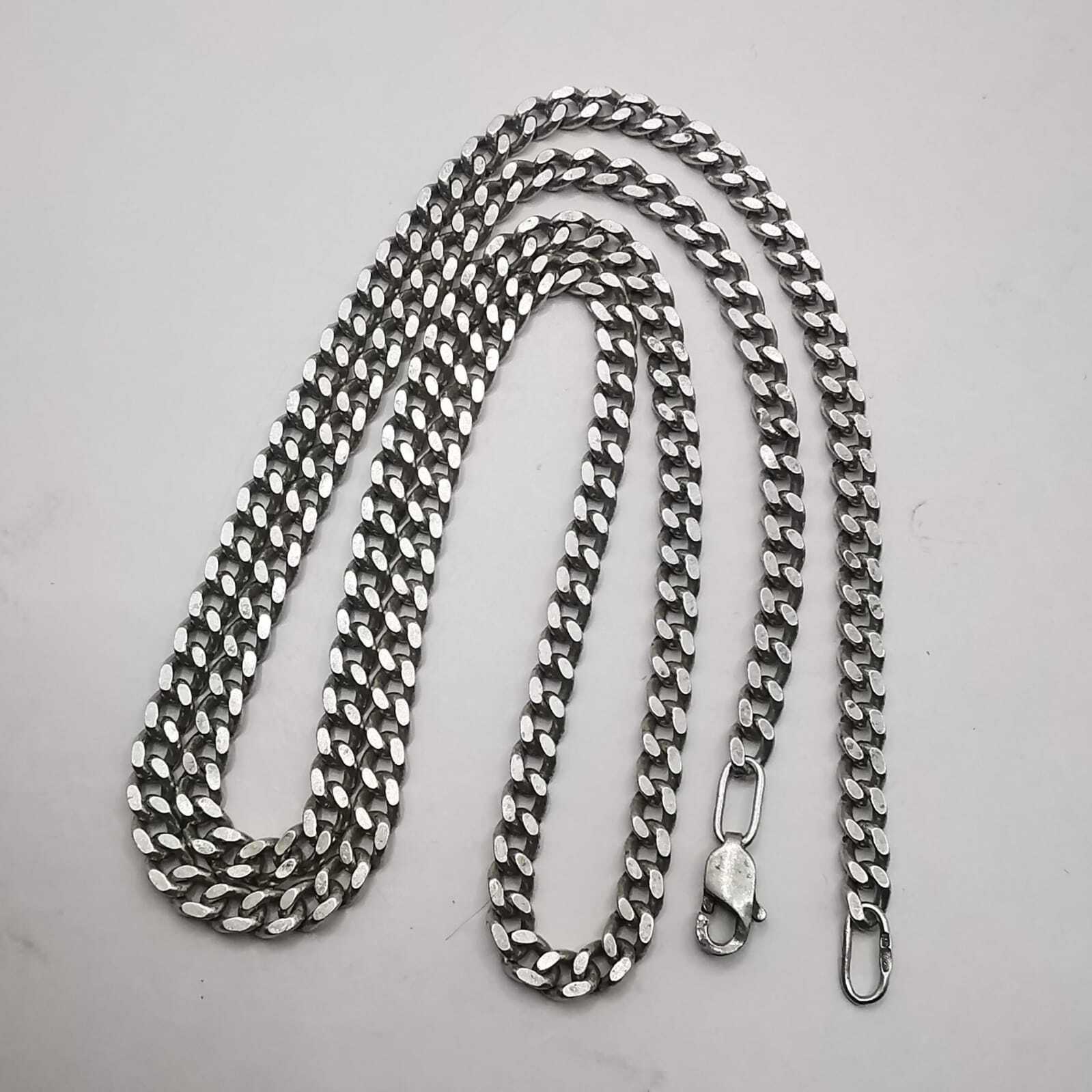 Vintage 925 Sterling Silver 24.8″ Curb Chain Necklace 24.86g Unisex Adult