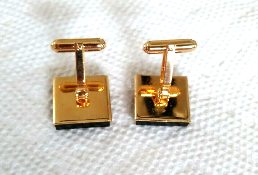 Vintage Gold Tone Square .5″ Multiple Inlays Stunning Men’s Cufflinks