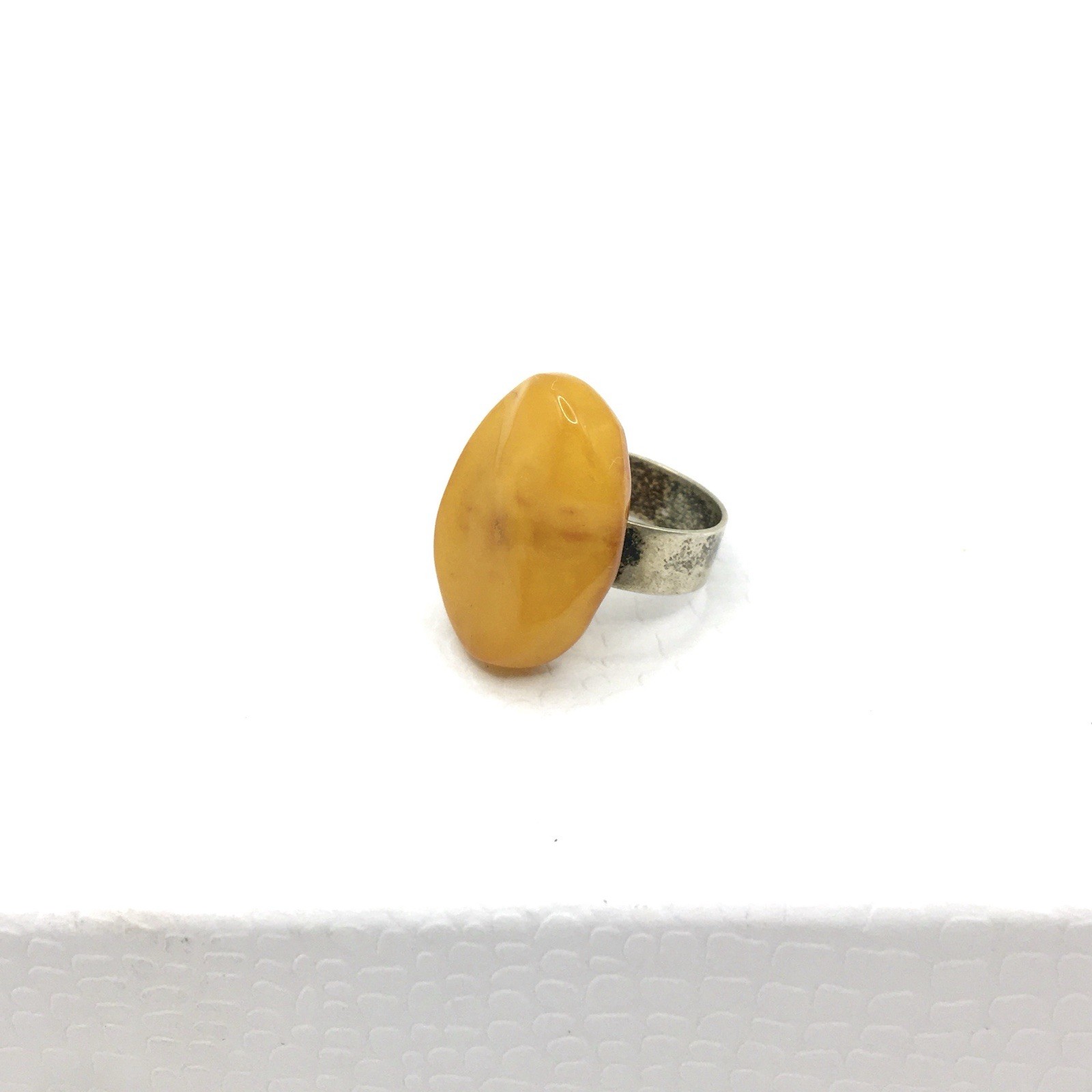 Vintage Sterling Silver 925 TttttEgg Yolk Amber Color Ring Estate Jewelry READ