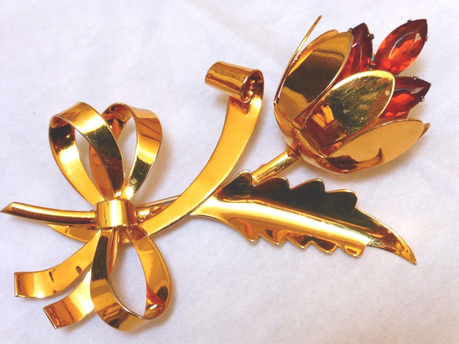 VINTAGE ART DECO RHINESTONE STERLING SILVER BROOCH PIN