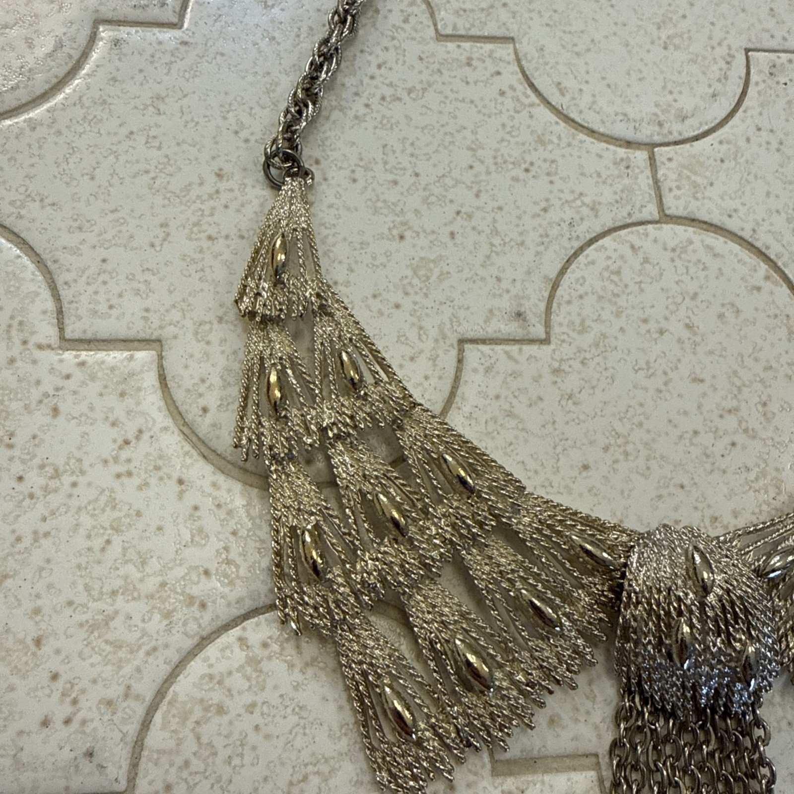 Vintage Florenza Ornate Tassel Necklace Elegant Formal Conversation Piece