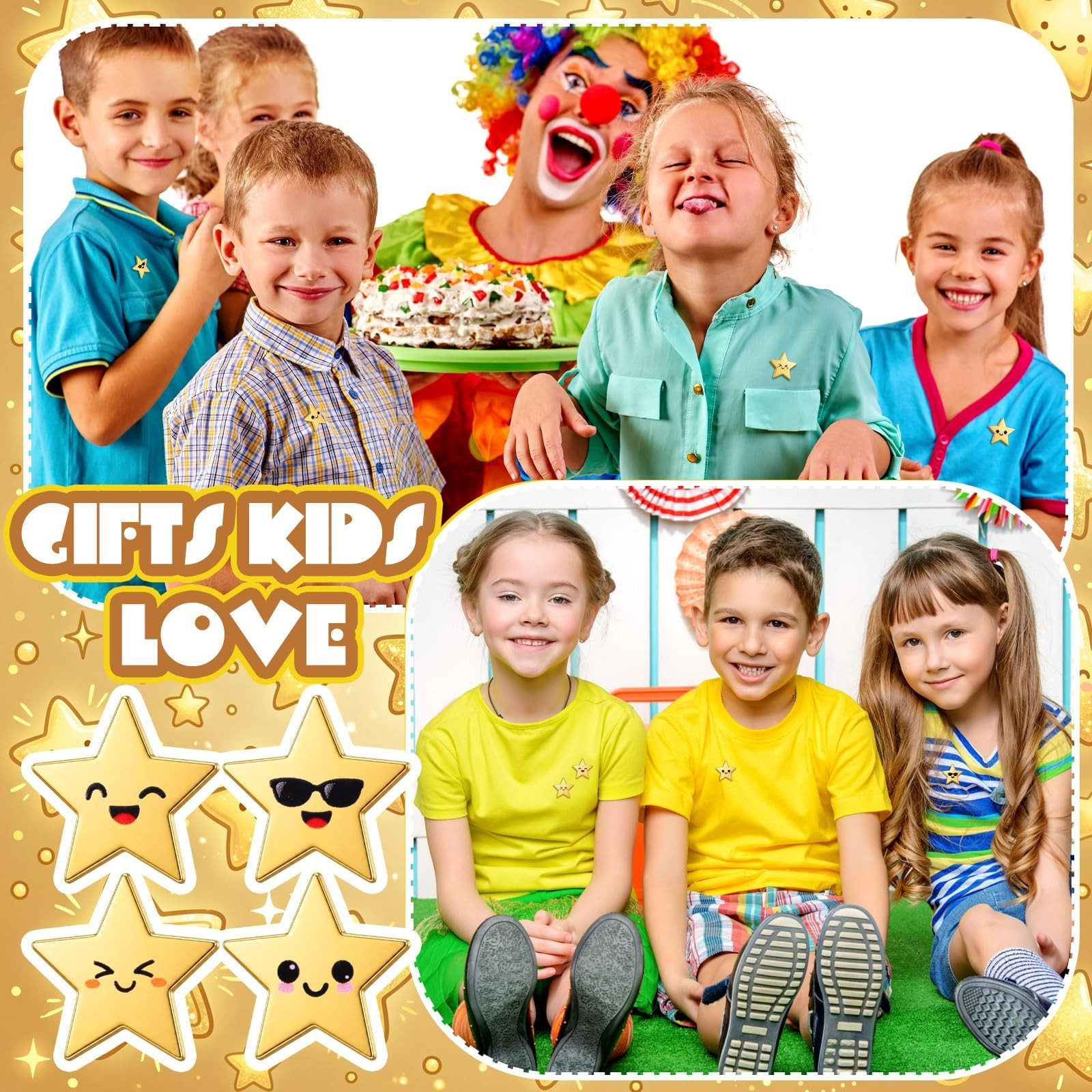 Bulk Gold Star Pins – 25/50/100/150/300 Pcs Metal Motivational Brooches for 4th