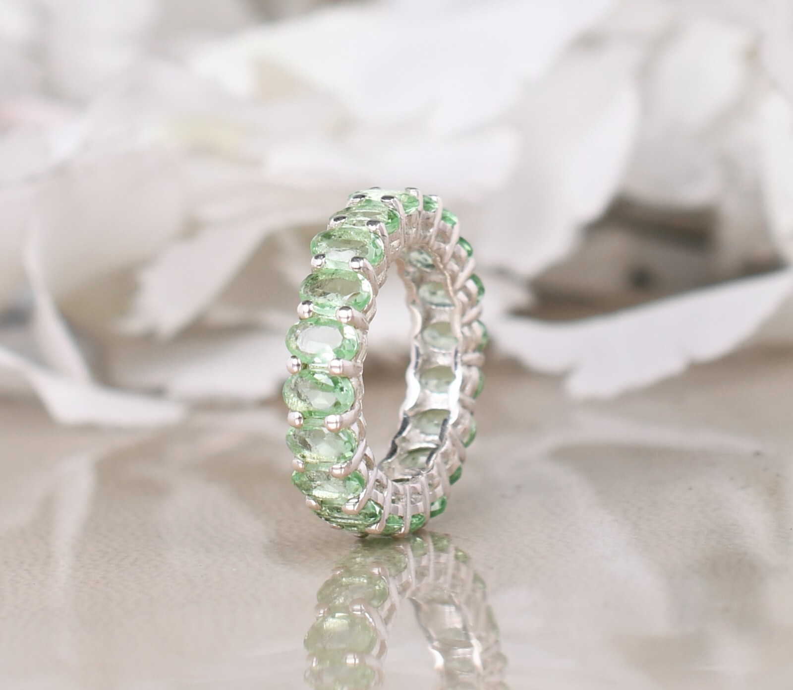 Mint Green Sapphire Wedding band Ring Green Sapphire Ring Anniversary Gifts
