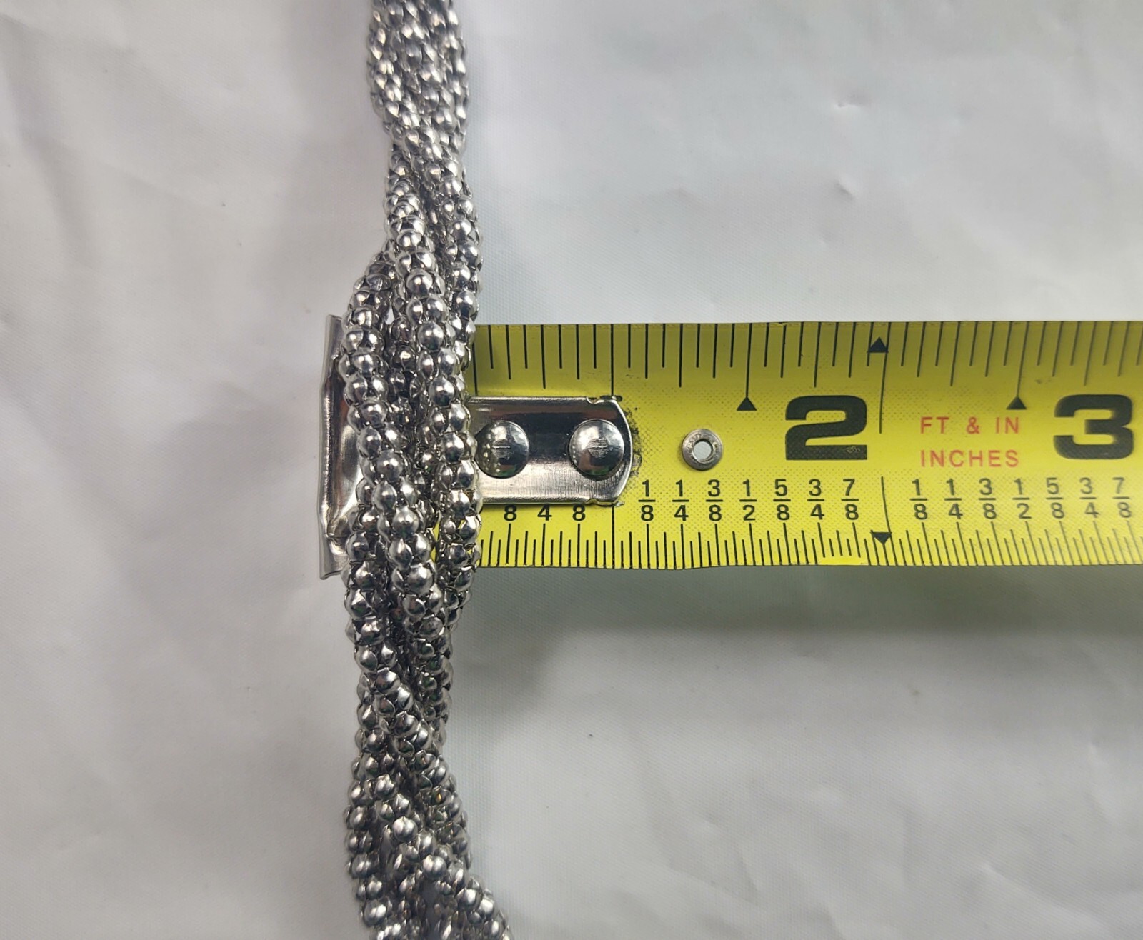 Vintage Silver Tone Twisted Rope Chain Choker Necklace Women’s Costume Jewelry