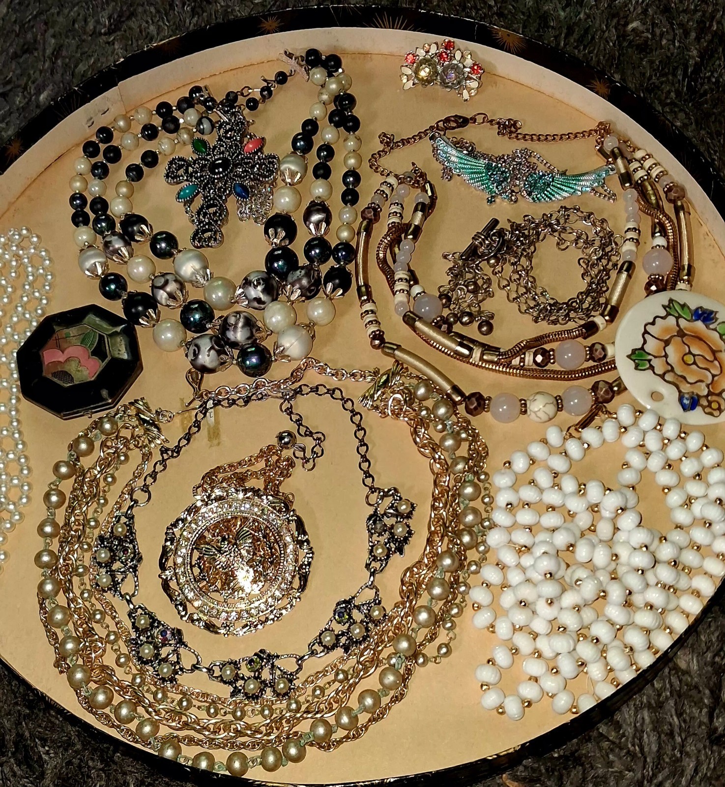 Vintage Mixed Signed Costume Jewelry Hat Box & Travel Cases Included 🔥BSK