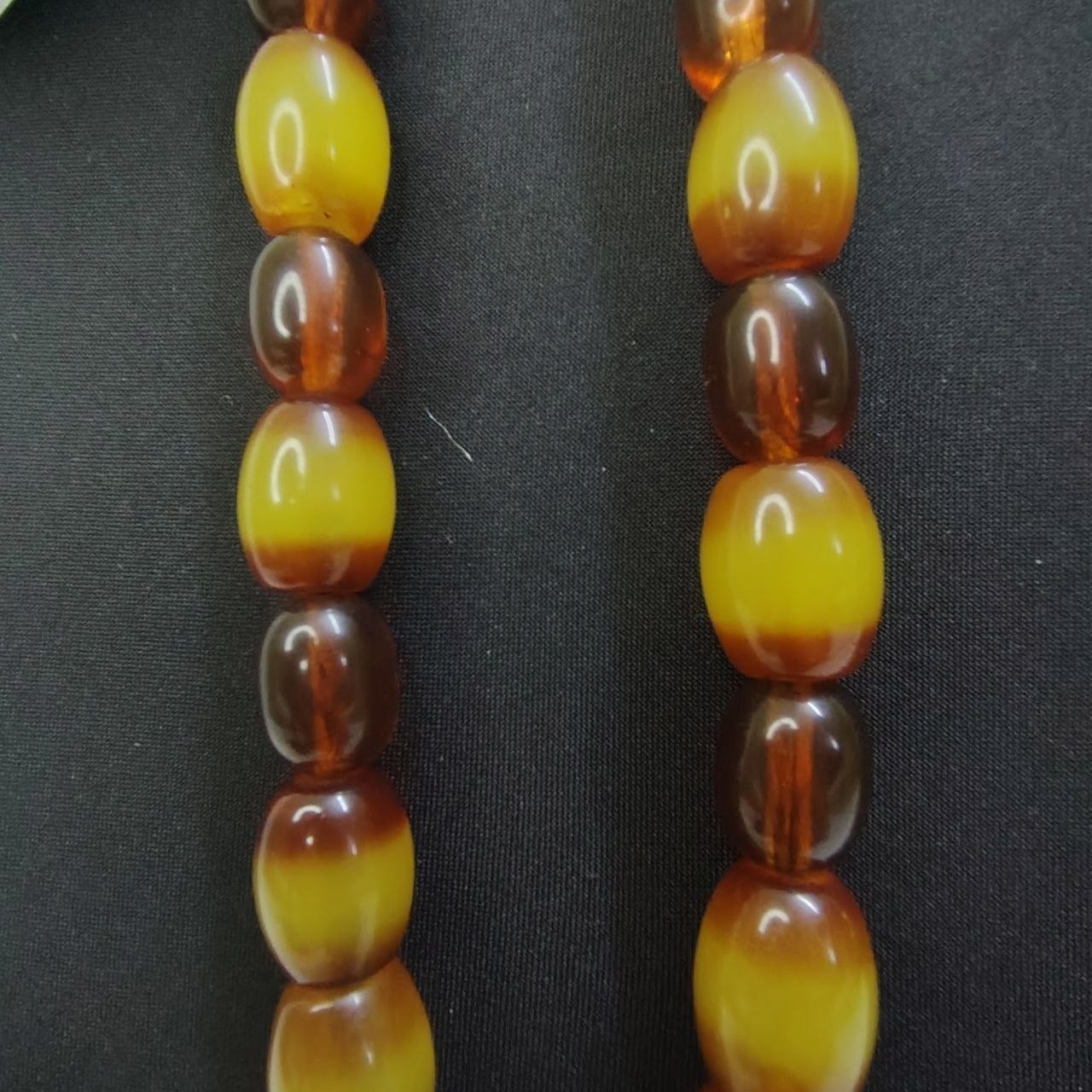 Vintage Style Amber Color Beaded Necklace Large Barrel Beads 128g Estate Jewelry