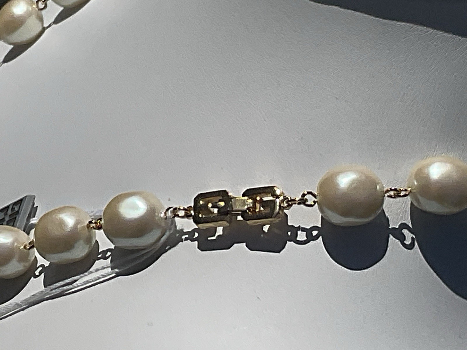 NOS Simulated Pearl + Rhinestone Bijoux GIVENCHY Goldtone Necklace!!!