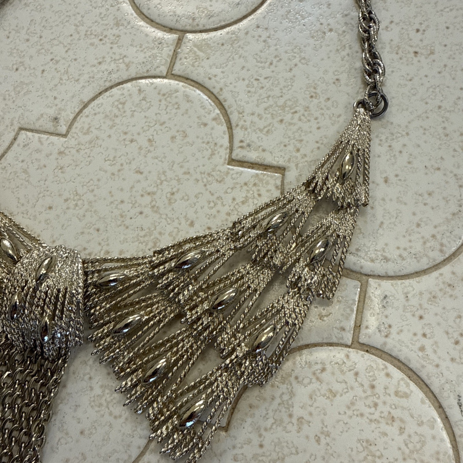 Vintage Florenza Ornate Tassel Necklace Elegant Formal Conversation Piece