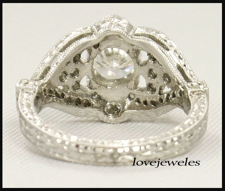 Lab-Created 2.81CT Round Cut Diamond Vintage Art Deco Ring 14K White Gold Finish