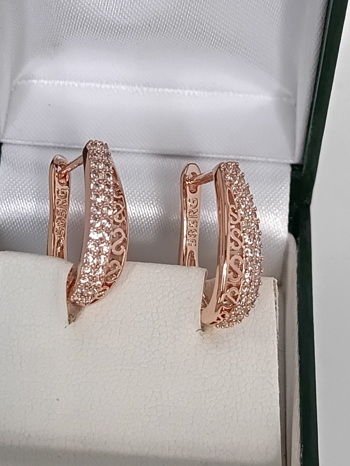 Vintage 1990-s 14 Ct Rolled Gold Zircons Earrings-Hallmarked 585 RG
