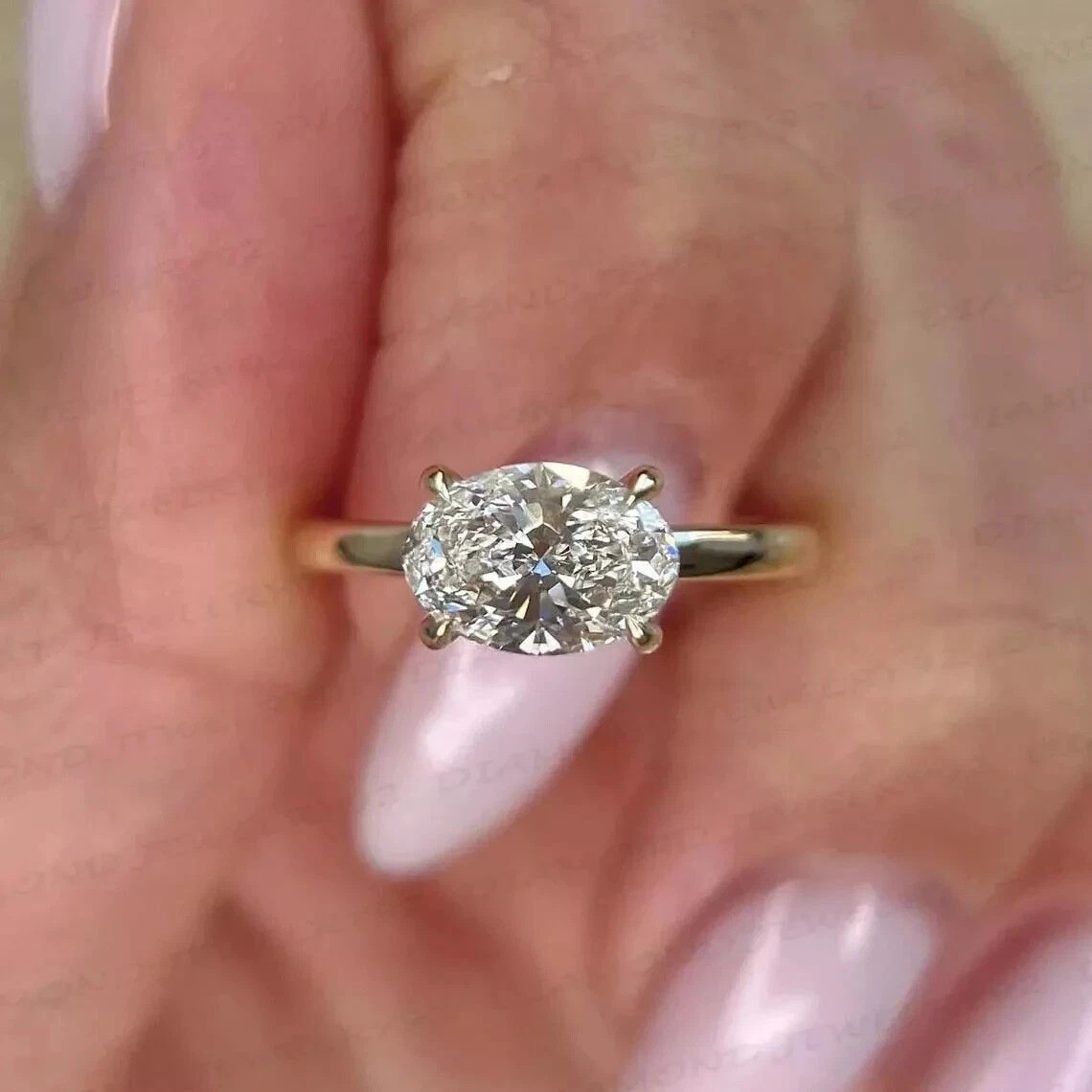 2.00Ct Oval Cut Lab Created Diamond Solitaire Engagement Ring 14K Yellow Gold FN