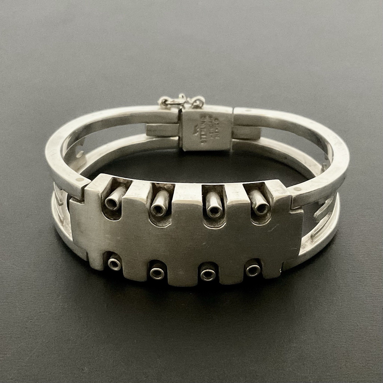 Vintage Sigi Pineda Mexico Sterling Silver Modernist Design Bracelet 6.5”
