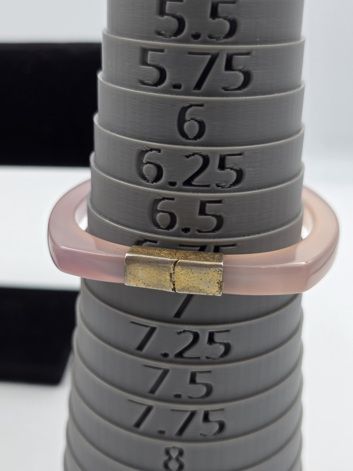 Vintage Rose Quartz Square Bangle Bracelet Gold Tone Hinged Closure Estate Find
