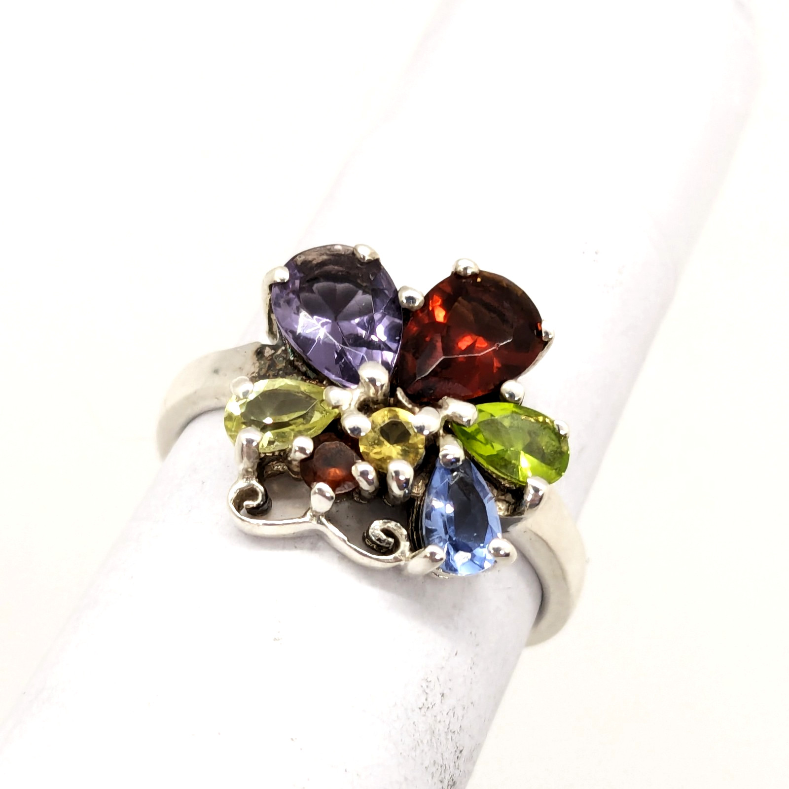 Vintage Luxury RING “Samotsvety”Silver 925 with Bright Stones -size: 7.5US| #127