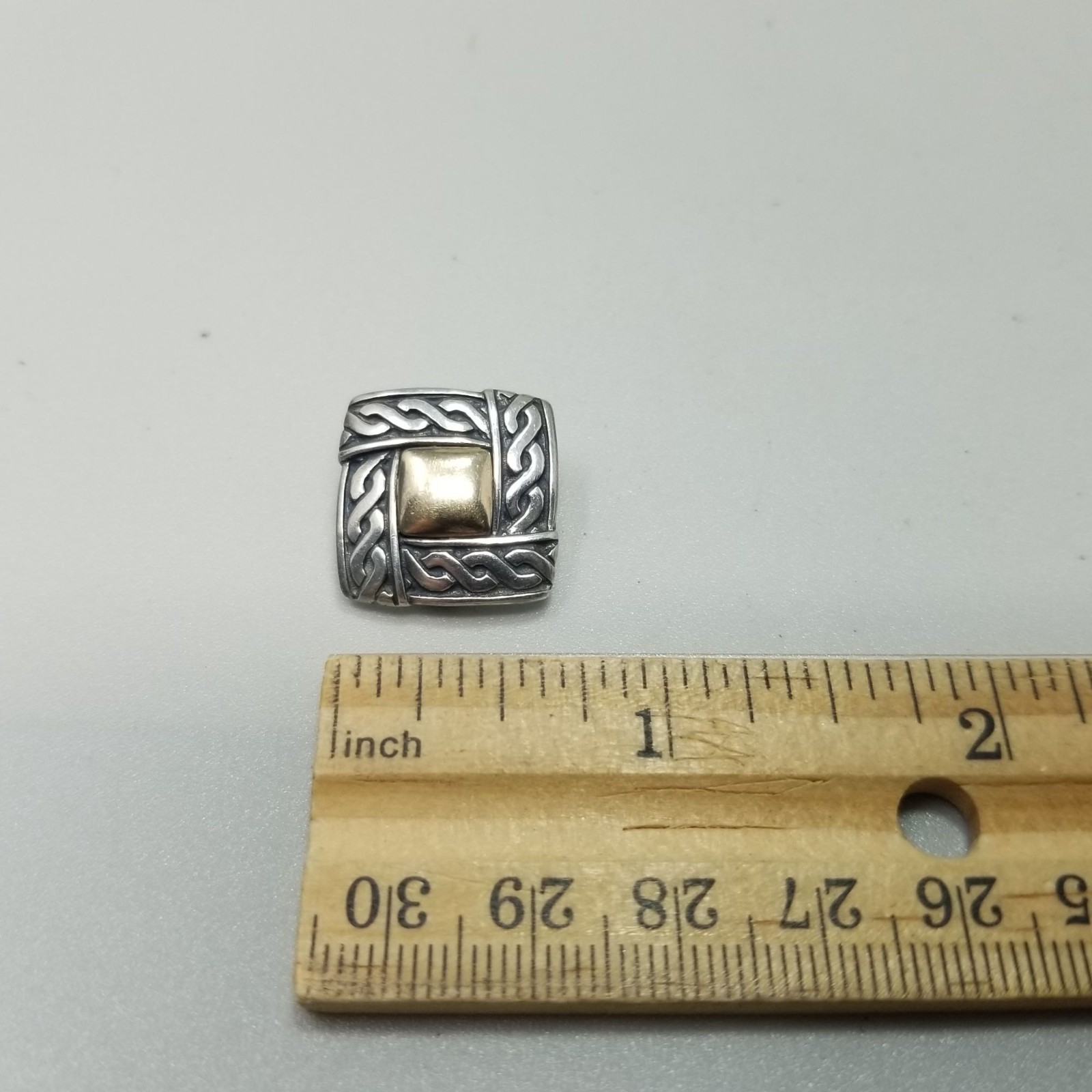 Retired James Avery 14k and Sterling Silver Celtic Square Clip On Earrings