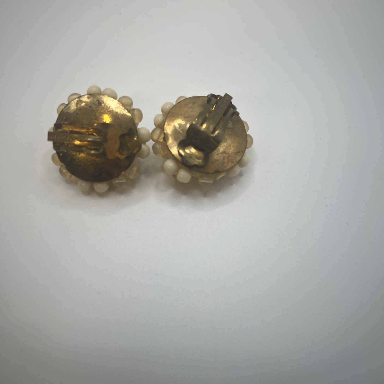 Vintage Clip On Earrings Cluster Beaded Germany, Real Vintage