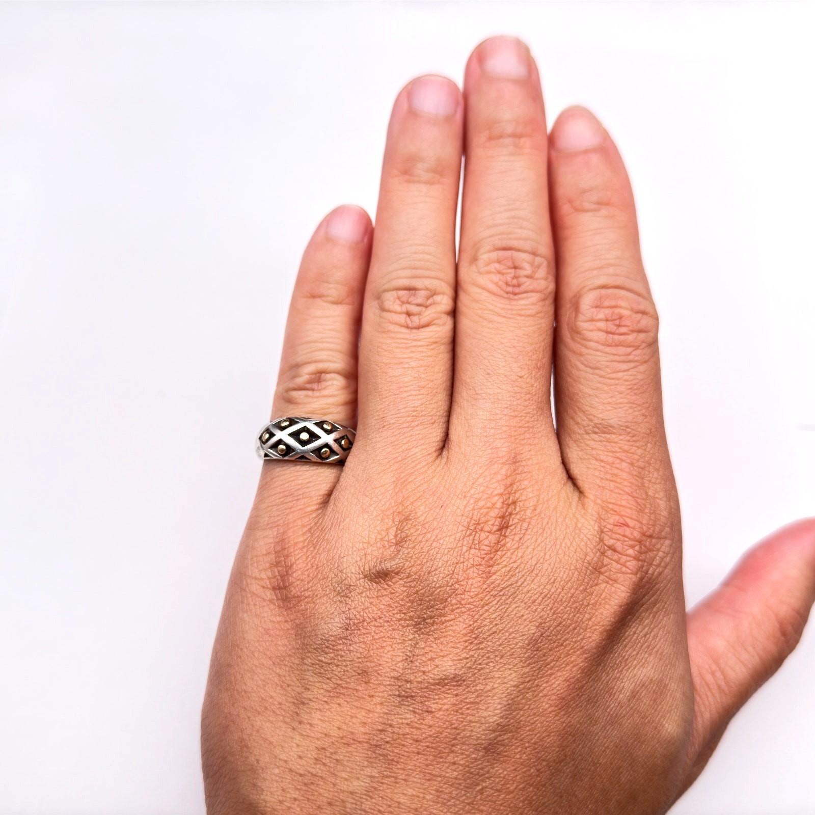 Vintage James Avery 14K Gold Sterling Silver Ring Size 6.75