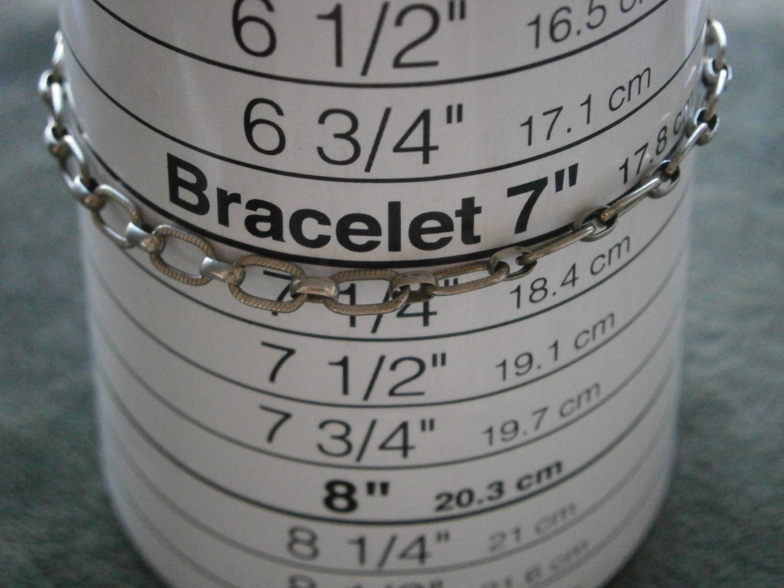 Textured Oval Link Chain Vintage Sterling Silver Charm Bracelet 7.25″ ~ 2.8g