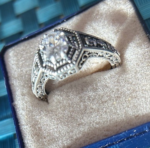 VTG 30s Deco Edwardian Filigree Milgrain Edge 925 SS Ring Sz 7.5