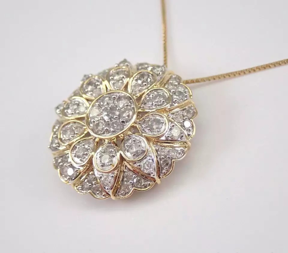 Round Cut Lab Created Diamond Woman Love Gift Pendent In 14K Yellow Gold Finish