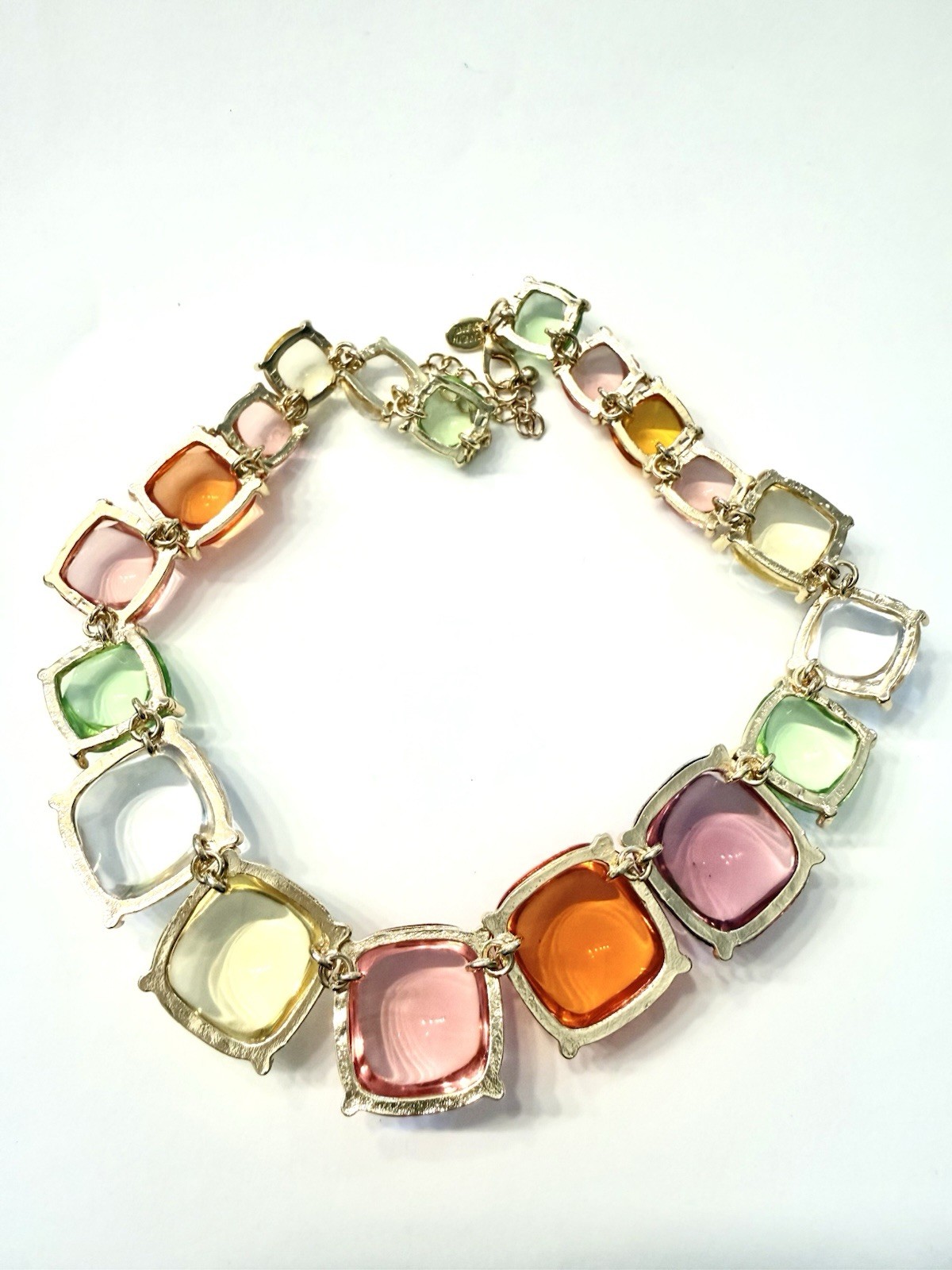 KJL Gripoix Resin Cabochon Gold Plated Collar Necklace & Earrings KENNETH © LANE