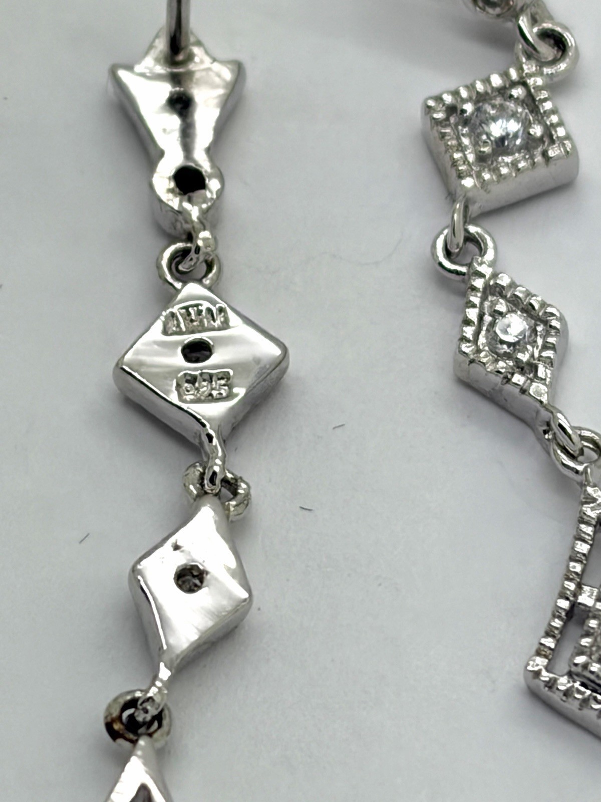 Sparkling Dangle/Drop Silverplate Rhinestone Earrings-1.25” Long