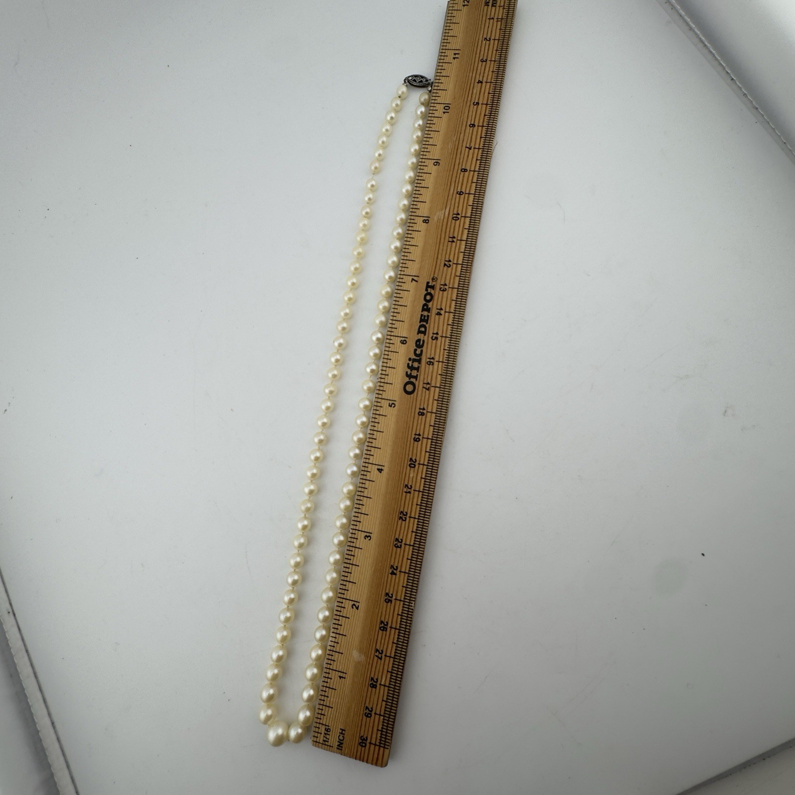 Vintage Graduated 5-8mm Strand Japanese Akoya Pearl Necklace Sterling Silver 21″