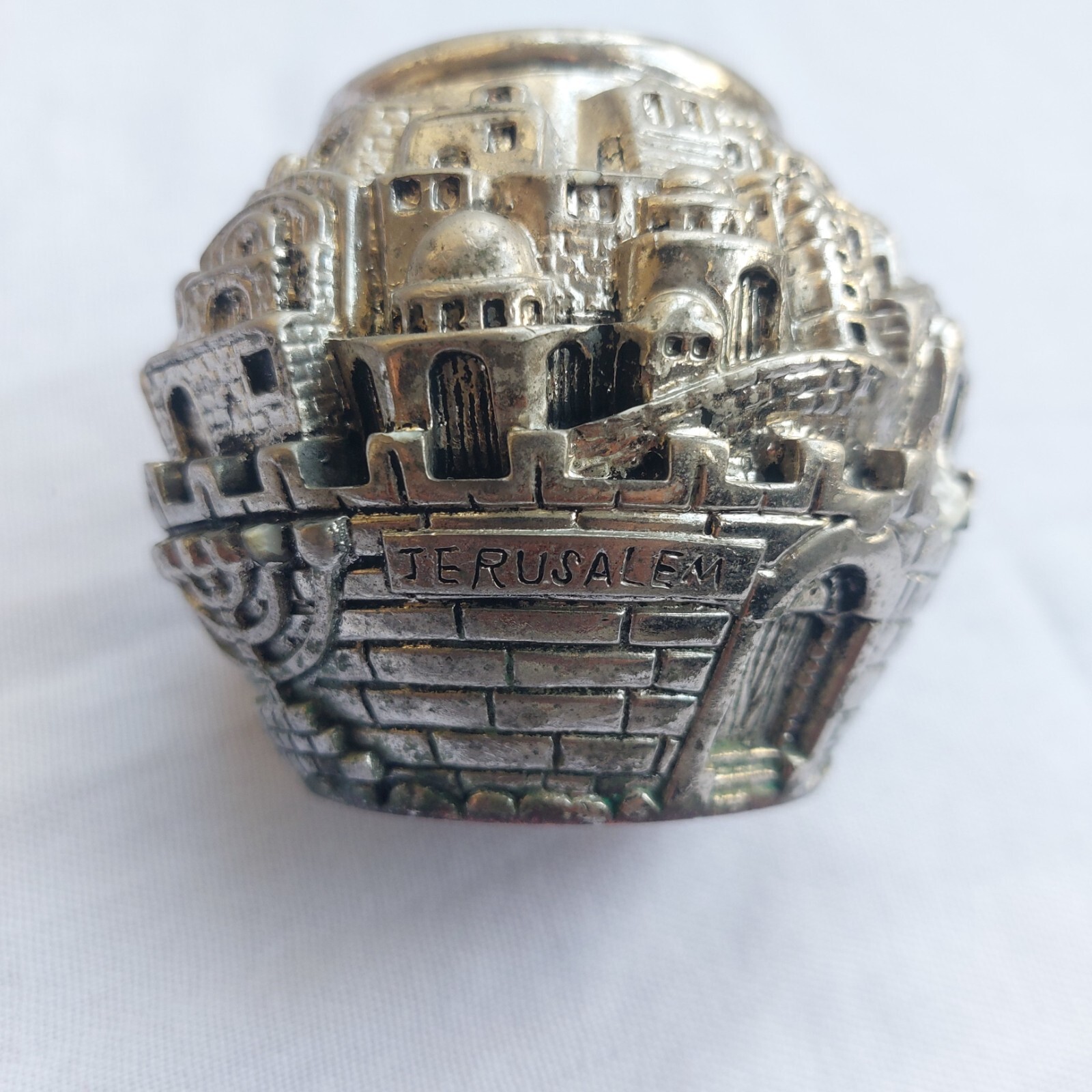 Vintage Jerusalem City Heritage Statue Made of Stone Plated with 925 Silver