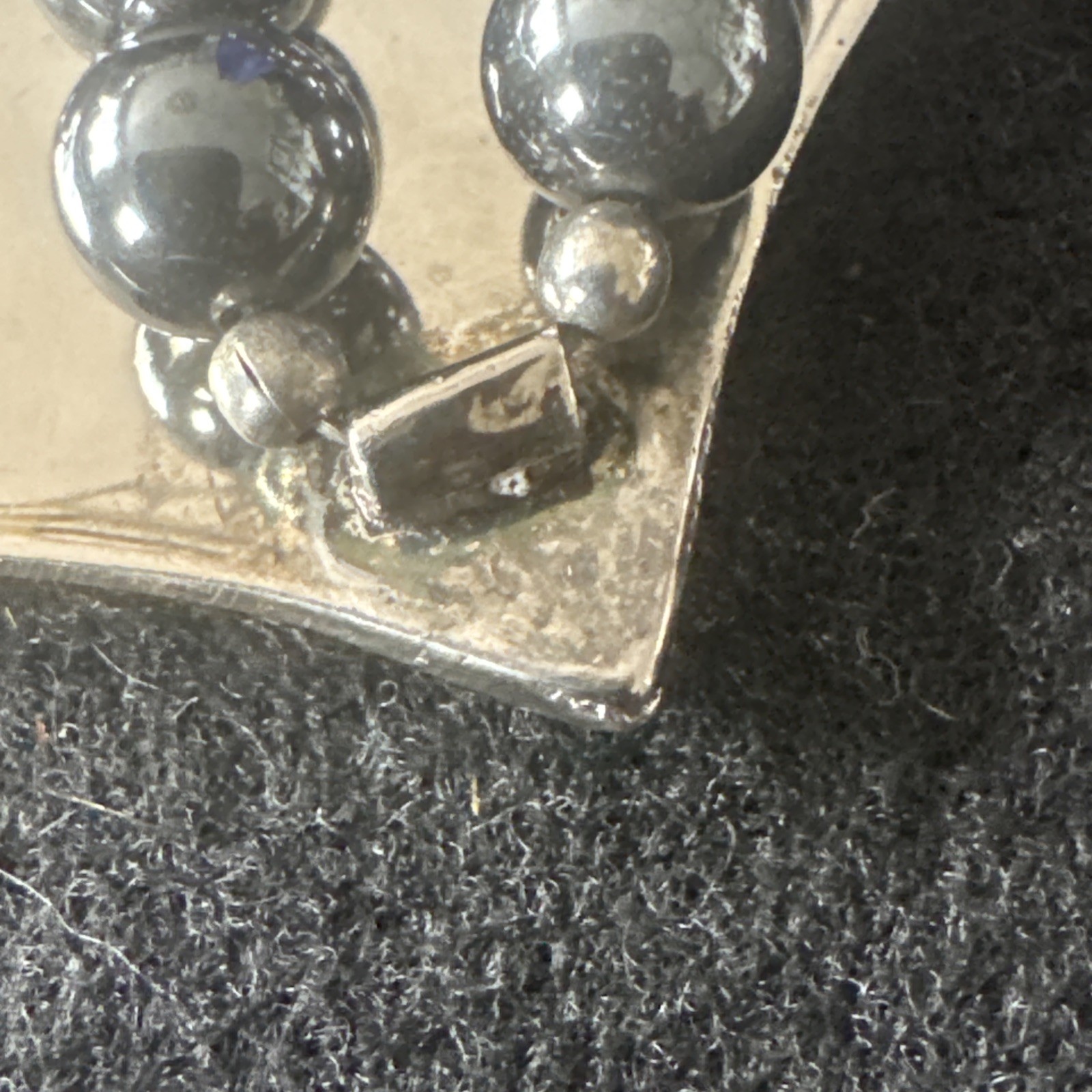 Vintage Fish Pendant Necklace Silver Tone Abstract Jewelry Hematite Modernist