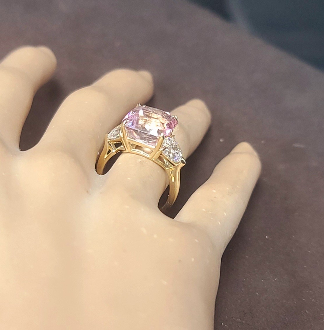 Vintage 14k Yellow Gold Engagement Ring 7.64ct. Natural Pink Tourmaline Radiant
