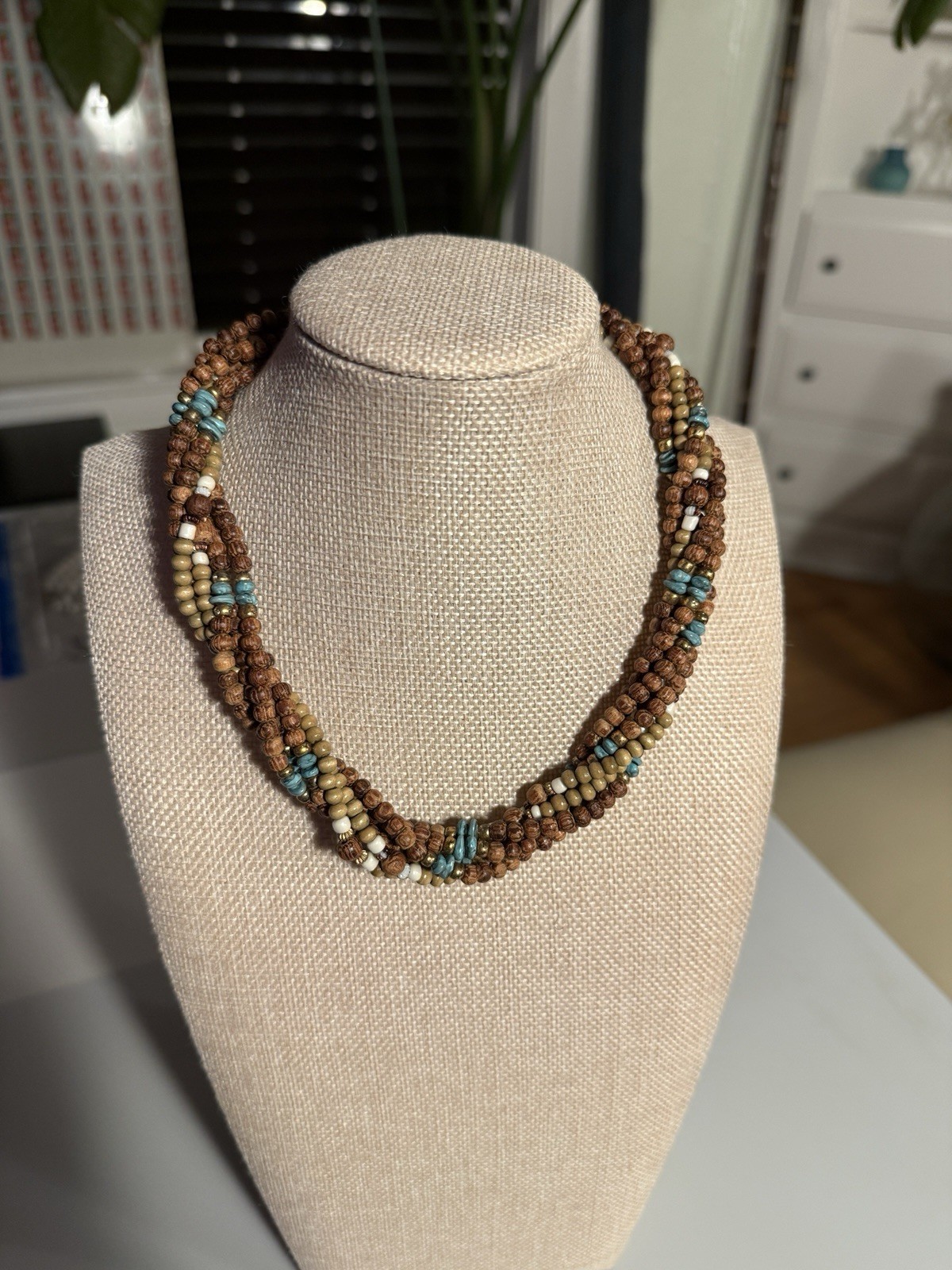 Vintage Napier Beaded Choker Necklace Bead Twist Costume Designer Jewelry