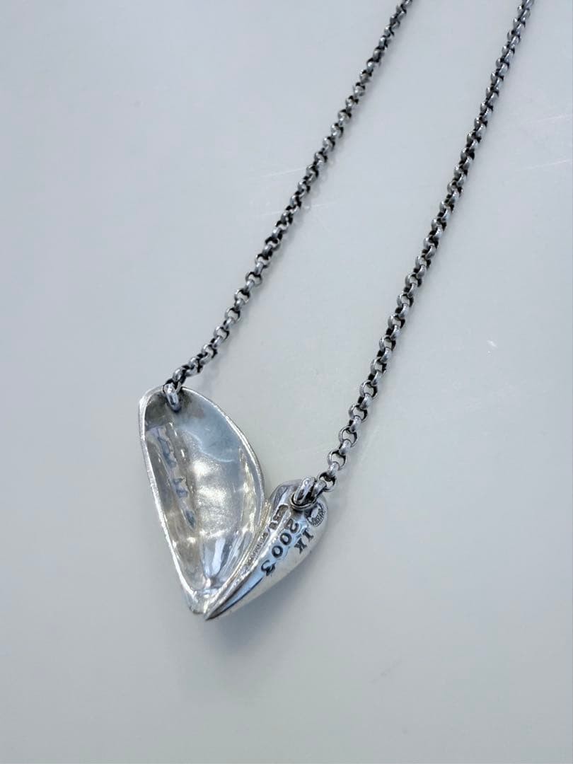 Georg Jensen Artist Heart Pendant 2003 Silver 44cm Chain 7.2g