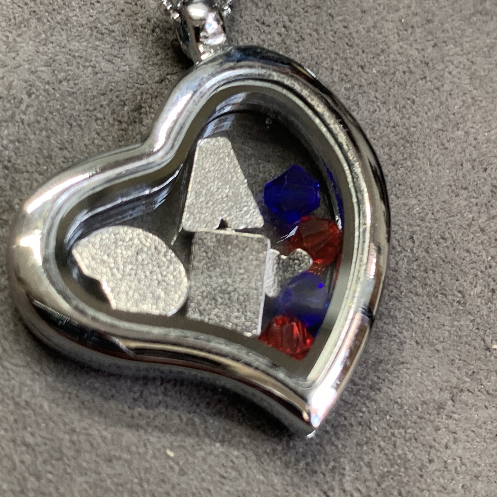 Vintage Heart Shape Locket With Mini Charms, Magnetic Close 16” Beaded Chain