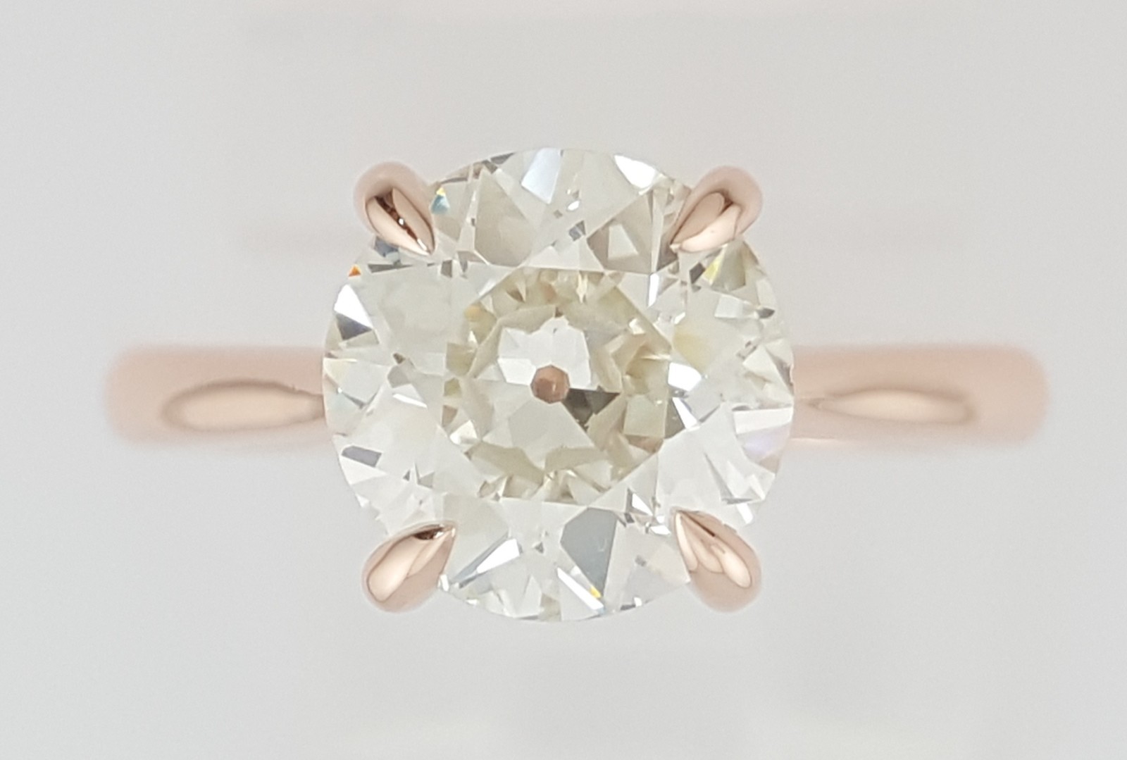 Antique Old European Cut Diamond Solitaire Engagement Ring 1.75 ct 14k Rose Gold