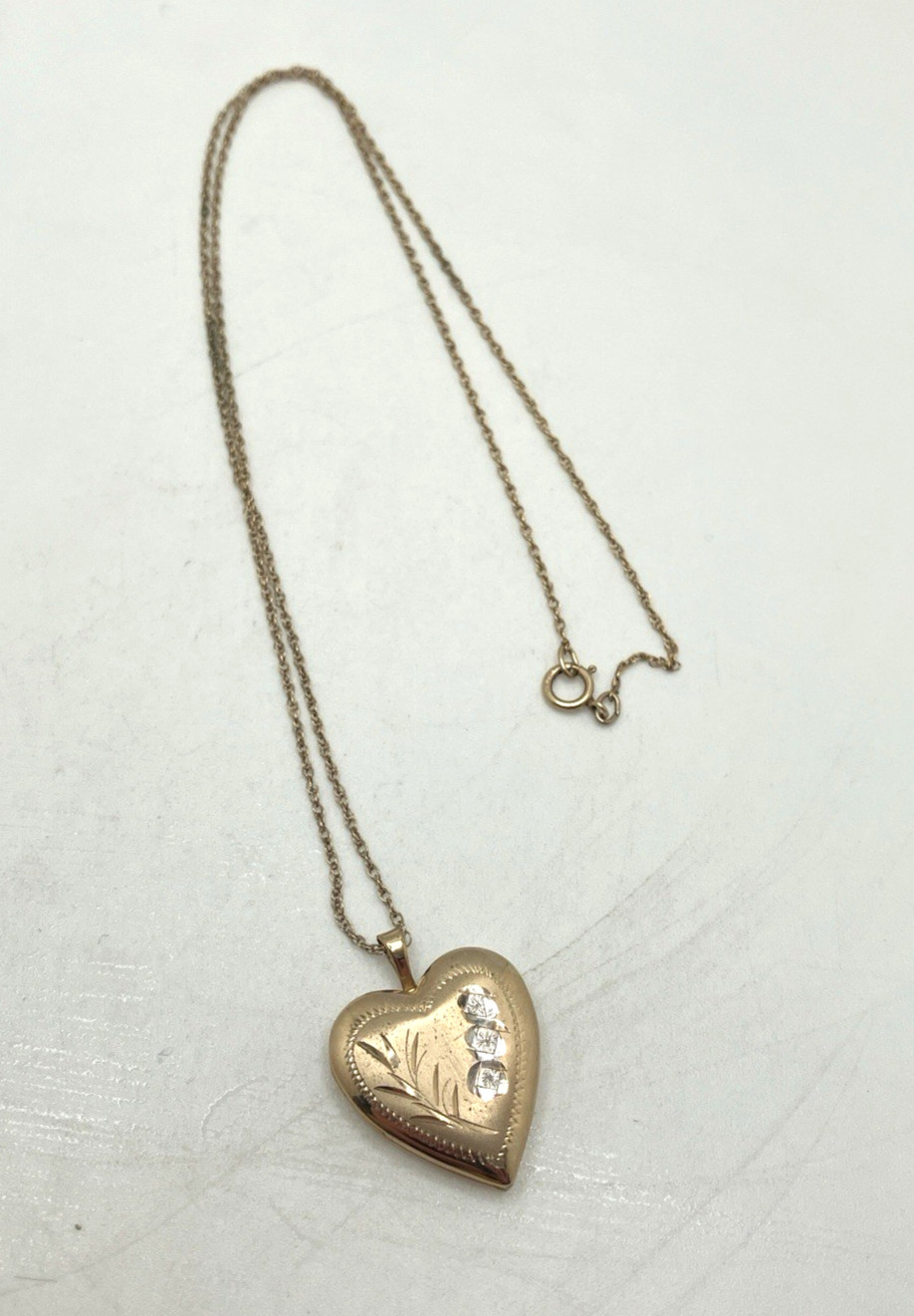 14K Gold-Filled Vintage Etched Locket Stamped PPO 18″