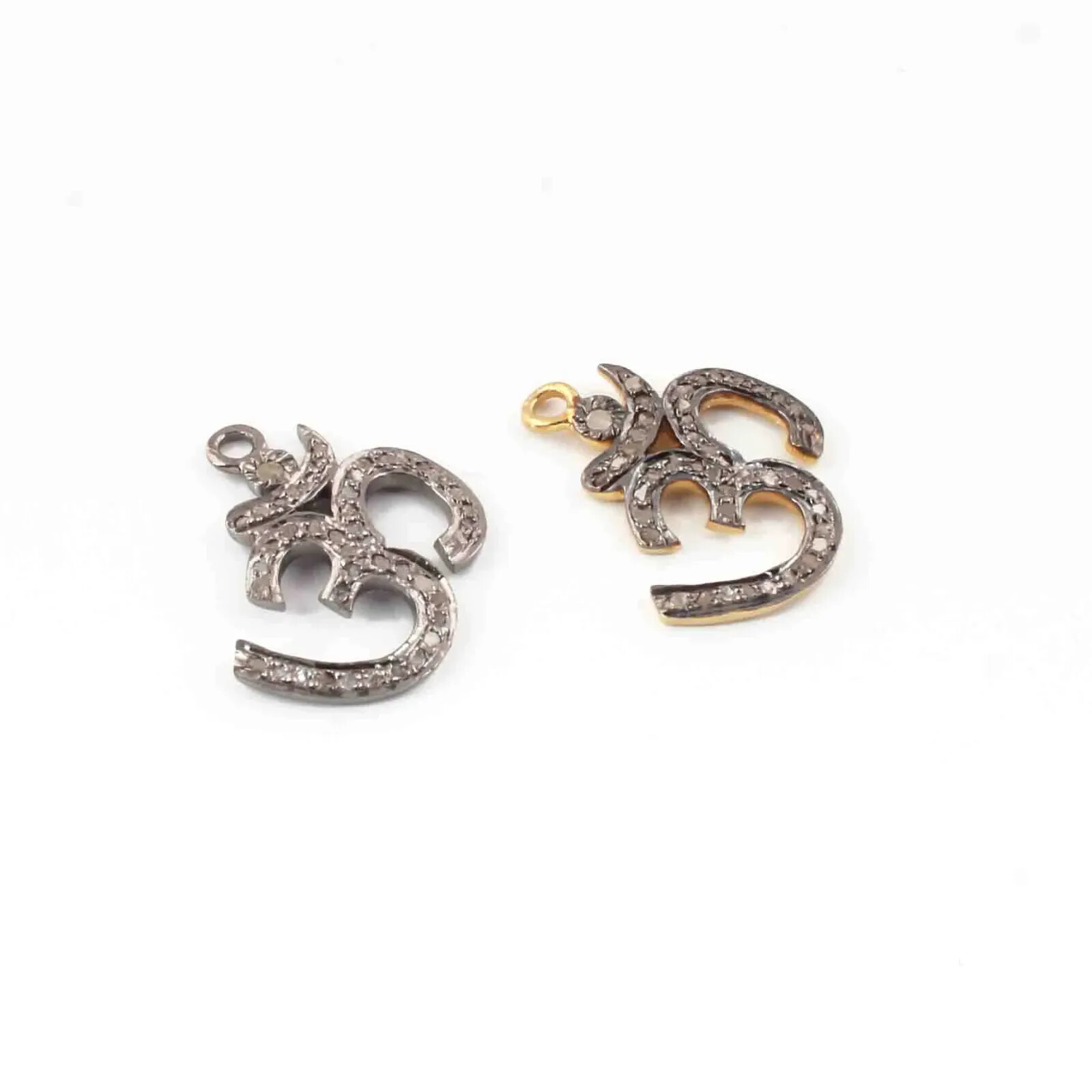 6.5CT Pave Diamond 925 Sterling Vermeil-Silver OM Symbol Charm Pendant – Om