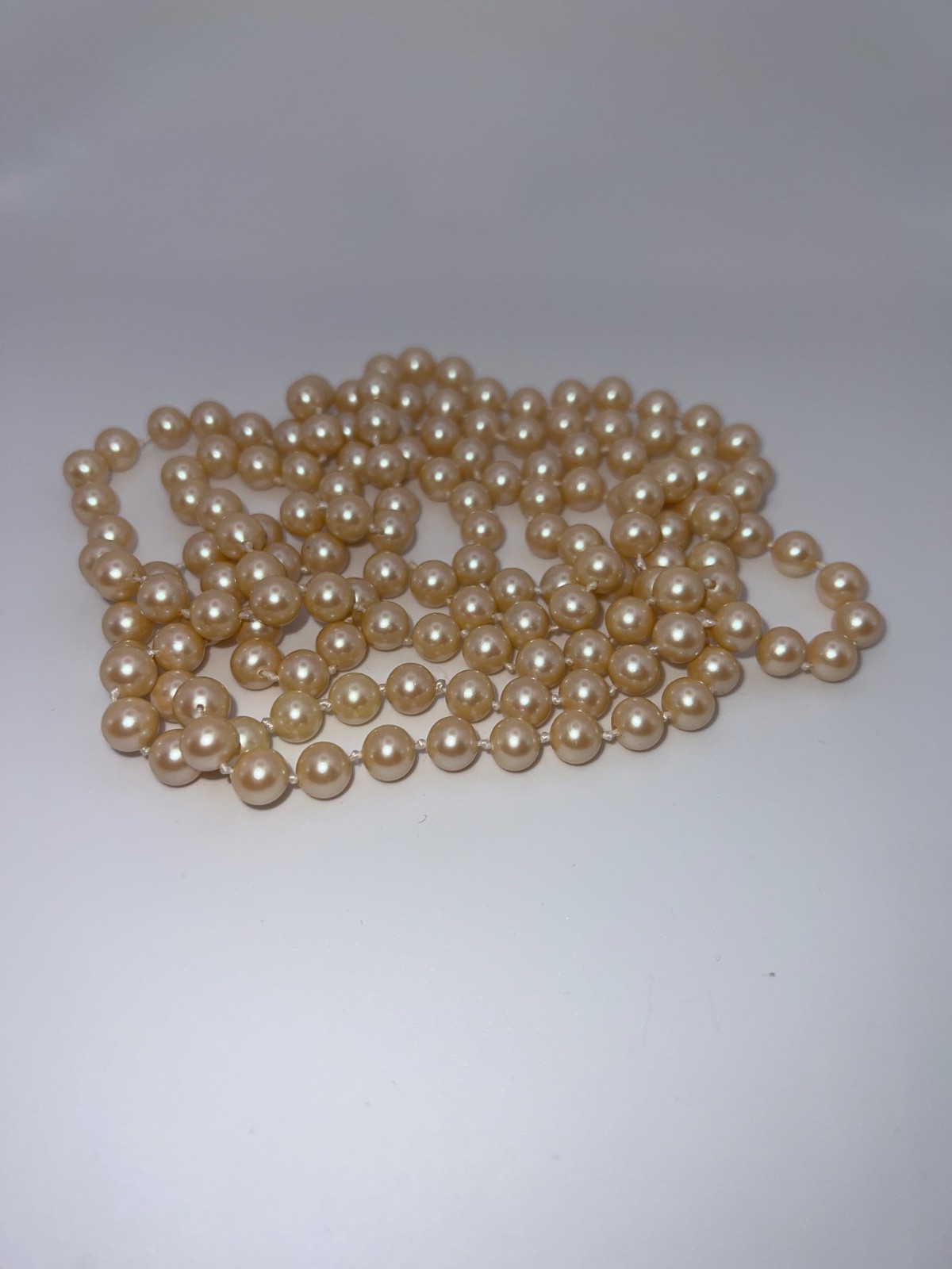 Matched Set Pearl Necklaces, 18″ and Opera Length 44″ Champange in Color