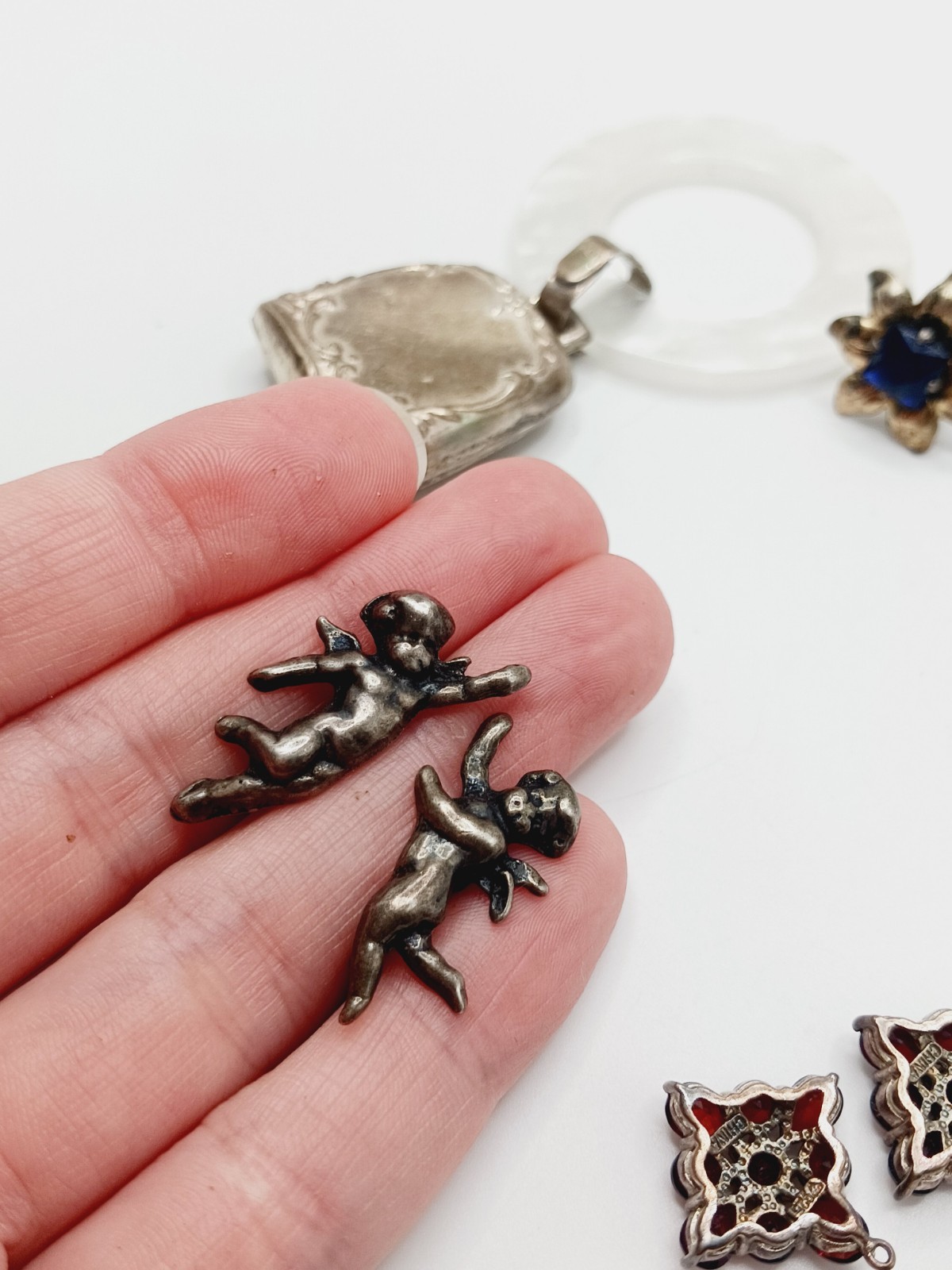 Lot Vintage Sterling Silver Jewelry for Repair cherub flower rattle webster 25g