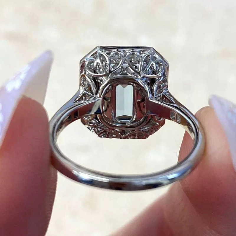 2.80CT Emerald Aquamarine Lab Created Diamond Wedding 14k White Gold Fn Ring