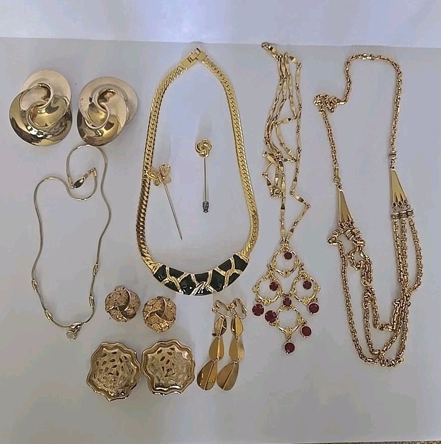 Vtg & Modern Goldtone & Other Jewelry Lot Earrings Necklaces