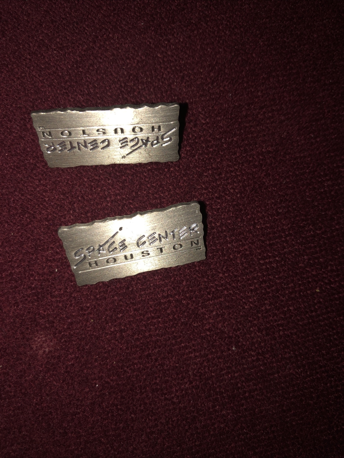 2 Adult Unisex Silver Space Center Houston Pins/Tie Tacs, Worn Once