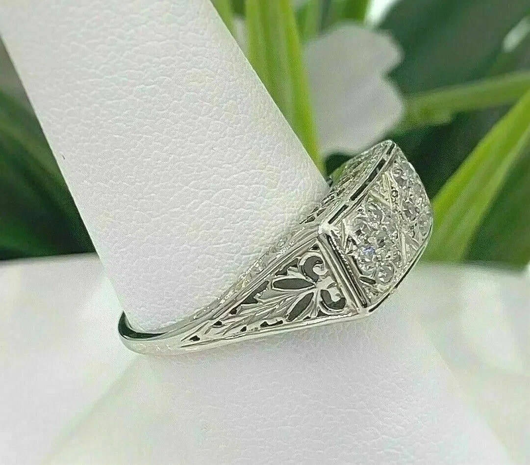 2.95Ct Art Deco Style Round Lab Created Diamond Filigree 14K White Gold FN Ring